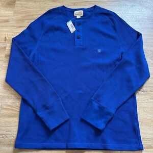 Roebuck Shirt Mens Large Blue Long Sleeves Henley Thermal Pullover Tee NWT